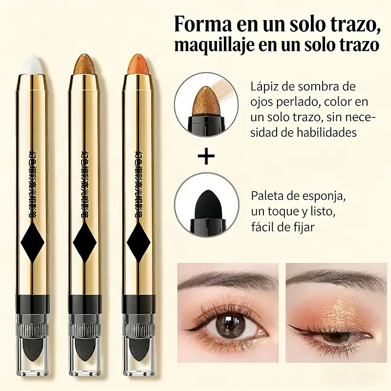 Doble Lápiz Sombras Portátil: Perla Con Brillo Fino