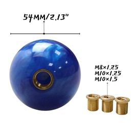 JINGLINGKJ Gear Shift Knob Manual Stick at MT Car Universal Custom Pearl Ball Roller Shifter Lever Head with 3 Types of Adapters (Blue)