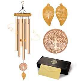 Memorial Wind Chimes for Loss of Loved One, Sympathy Wind Chimes with Tree of Life, Remembrance in Memory of Mom Dad, Bereavement and Condolence Memorial Gifts(Rose Gold)
