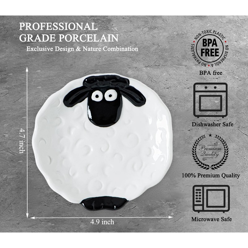 Kawaii Sheep Spoon Rest Ceramic, White Cute Animal Shape Kitchen