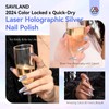 SAVILAND Holographic Nail Polish: Laser Silver Chrome Quick Dry Nail