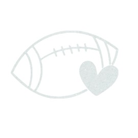 Football Heart Iron On Decal, DIY Shirt Patch, HTV Heat Transfer for Moms Fans, Crafts Apparel, Pick Size Color (White Glitter)