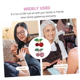 LALAFINA 240pcs Cherry Nail Charms Water-Resistant Rhinestone Nail Gems for Art Lightweight for Women for Parties and Special Occasions