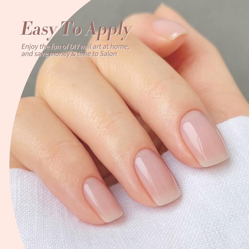 Born Pretty Jelly Nude Gel Nail Polish Set,Nude Pink Clear