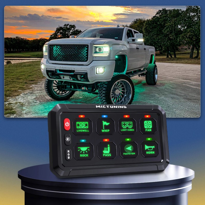 MICTUNING RGB 8 Gang Switch Panel ON/OFF LED Light Bar