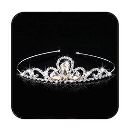 Kilshye Tiara de princesa para niña, tiaras plateadas con diamantes de imitación, corona para fiesta de cumpleaños, corona para niños, diadema para niños (dorado)