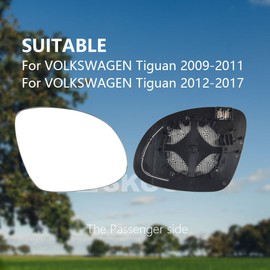 Passenger Side Mirror Replacement Glass for VOLKSWAGEN VW Tiguan 2009-2017,Backing Plate Power Heated Right Side View Mirror Glass for VOLKSWAGEN Tiguan2009 2010 2011 2012 2013 2014 2015 2016 2017