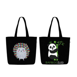 Ecoright Shoulder Bag, Canvas Shopper Bag, Casual Handbag, Large Shoulder Bag with Inner Pocket for School, Work Bag, Women's Bag, Porcupine & Panda, Utility