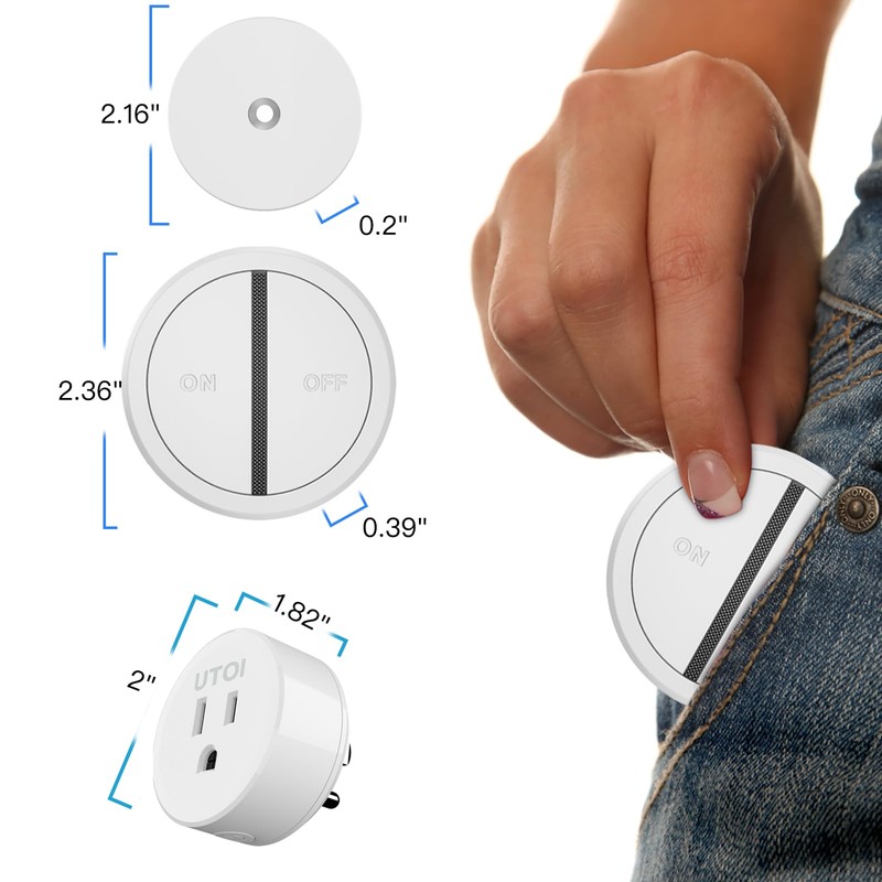 UTOI Wireless Remote Control Outlet Plug with Remote Switch, 15A