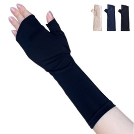 Milieu W6810-02 UV Gloves, Arm Cover, Short, Women's, Cooling Sensation, Sweat Absorbent, Quick Drying, Sunburn Protection, UV Protection, Fingertips, UV Care, Gloves, Separate Thumb, Driving, Bicycle