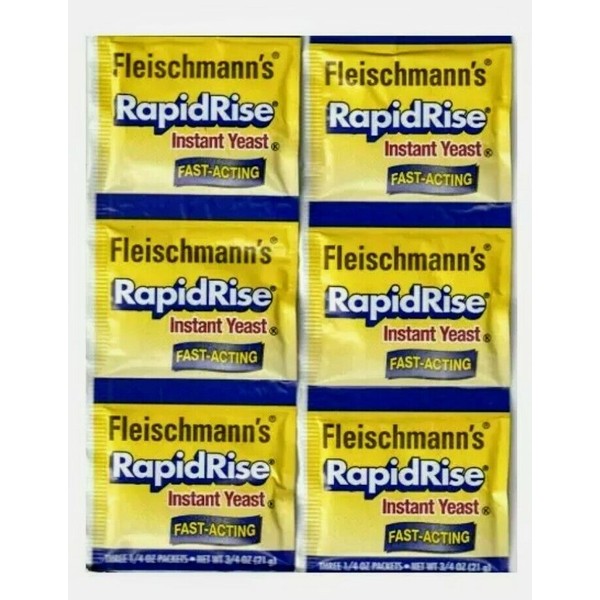 Fleischmann’s RAPID RISE INSTANT YEAST, 2 Strips- (6 Packs Of 1/4 Oz) For Bread