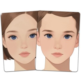 DELORIGIN 2PCS Face Painting Practice Board, Reusable Makeup Practice A4 Board Facial Paint Exercise Template Stage Festival Carnival Makeup Training Sheet for Face Painter (Brown Hair)