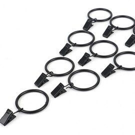 Multi-purpose Black Round Curtain Clip Rings for Curtain Rods 10 pcs, 4 x 45mm 5ea