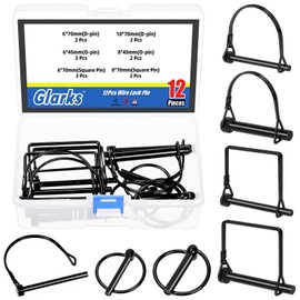 Glarks 12pcs 6/8/10mm Lynch Pins and Square & Arch Shapes Wire Lock Pins Set, 3 Styles Hitch PTO Pins, Towing PTO Shaft Hitch Pins, Wire Lock Trailers Pins for Mechanics, Cars