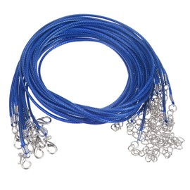 sourcing map Waxed Necklace Cord 23 Inches 1.5 mm Diameter Necklace Cord with Clasp for Pendants Bracelets Necklaces Jewellery Bead Accessories Pack of 10 Blue