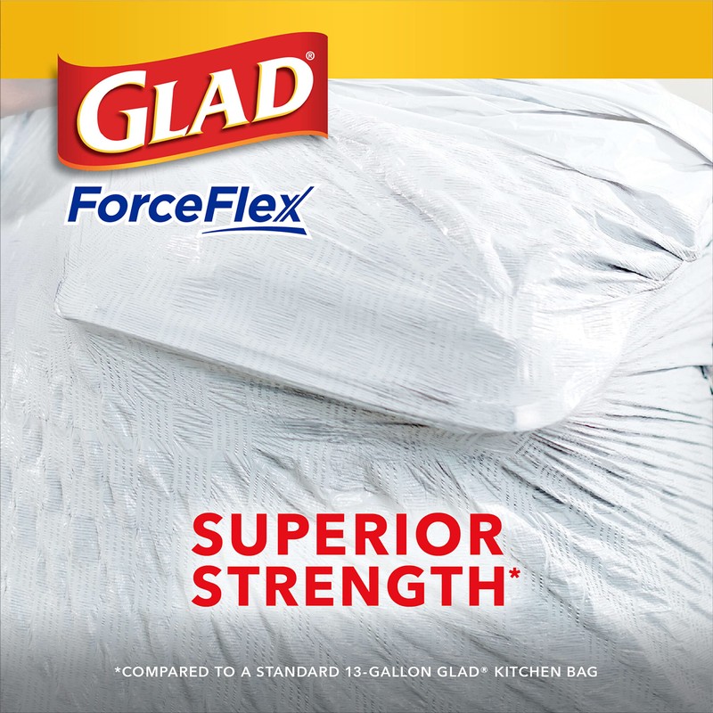 Glad ForceFlex Tall Kitchen Drawstring Trash Bags, 13 Gallon, 120