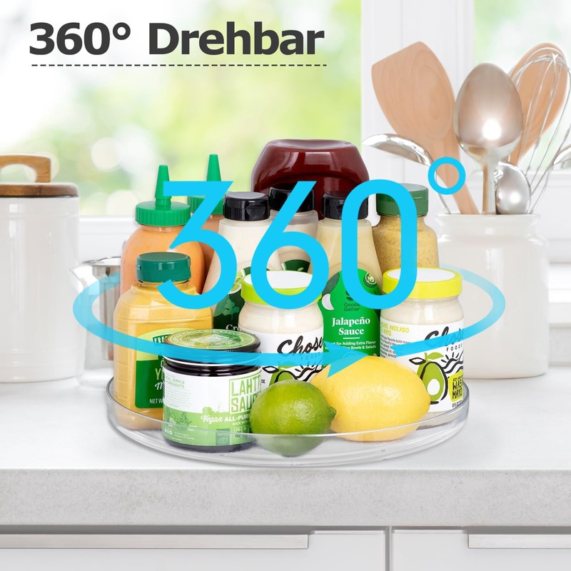 BillyBath Drehteller Organizer 360°Lazy Susan Gewürzregal Drehbar Gewürz Gewürzhalter Spice
