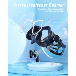 QcoQce Dry Snorkel Set, Anti-Fog and Panoramic Wide View Diving Mask, Easy Breathing and Professional Snorkel Mask with Soft Mouthpiece, Snorkel Set for Adults