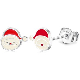 ShinyStyle J4You Sterling Silver Christmas Earring for Women Christmas Tree Santa Claus Snowman Snowflake Hypoallergenic Stud Earrings Holiday Earring Xmas Earrings Christmas Jewelry Gifts
