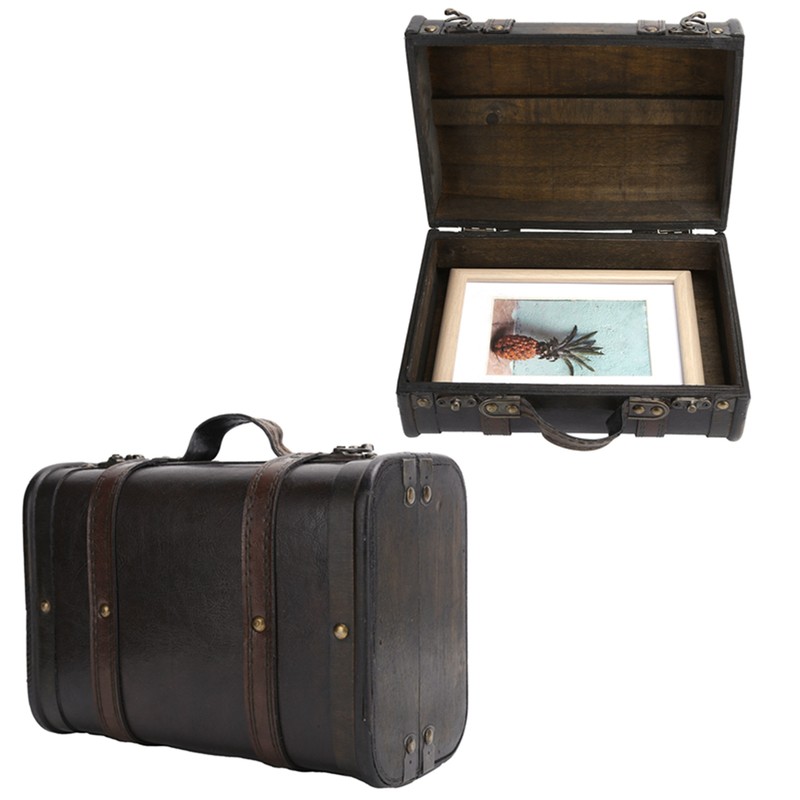 Retro Suitcase Wooden Storage Box Studio Decoration Window Display Photography