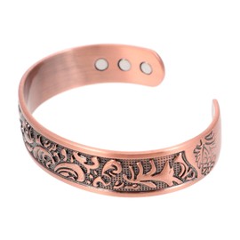 LALAFINA Copper Magnetic Therapy Bracelet for Men Vintage Style Cuff Bangle Lightweight Decorative Copper Jewelry for Health Benefits and Unique Fashion Statement