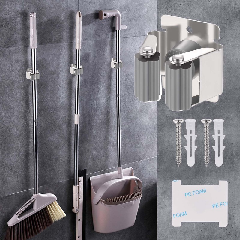 Hejo 304 Stainless Steel Broom Holder Wall Mounted, Heavy Duty