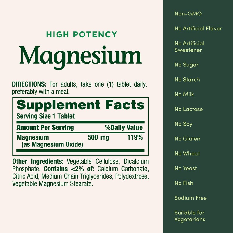Nature's Bounty Magnesium, Mineral Supplement, Supports Bone and Muscle Health,