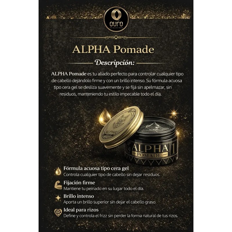 Pomada Modeladora Cabello Barba Ouro® Barber Alpha Pomade