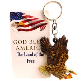 Westmon Works Eagle Keychain Acrylic Patriotic Key Fob with God Bless America Card Veterans Day Set
