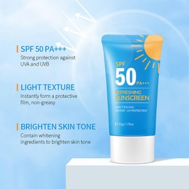 Refreshing Sunscreen SPF 50 - Water Resistant Sun Cream for Face & Body - Sun Protection Factor 50 + - Non Sticky Sun-screen - UVA & UVB Protection - Sun-screen for Outdoor & Beach - Sun Moisturiser