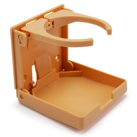 GSE Games & Sports Expert Cup Holder, Adjustable Folding Wall Cup Holder with Screws for Wall, Table, Deck, Car, Van, Truck, RV, Camper (1-Pack, Khaki)