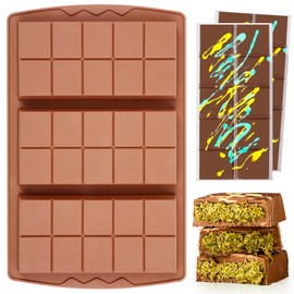 KASHME KASHME 1 Pc Chocolate Bar Mold Deep Large Chocolate Molds Silicone Break Apart Thick Silicone Molds for Candy Bar (10 Snap