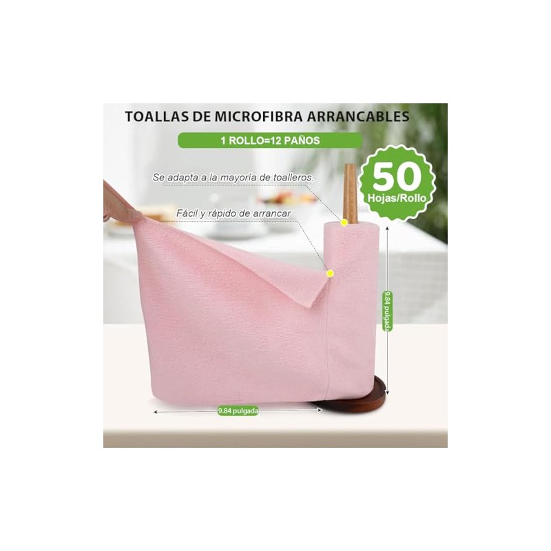HASTHIP® Rollo de Toallas Microfibra, 50 Paños de Limpieza Reutilizables