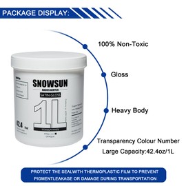 SNOWSUN Large Bulk Acrylic Paint, Titanium White Acrylic Paint 1L /42.4 oz, and 25ml*2 Pouch Charcoal Black, Gloss Non-Toxic Heavy Body Paints, Thick Art Paints for Multi-Surface Canvas Wood Ceramic Fabric Wall- Ideal for Artists & Beginners