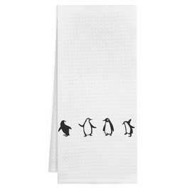 VIIJJUE Cute Penguins Gifts Decorative Hand Towels for Bathroom, Kids Bathroom Decor, Black and White Penguin Decorative Kitchen Dish Towels, 16x24 Inch