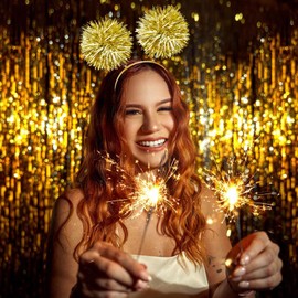 CUBACO Gold Pom Pom Headband Birthday Headband for Girls, Pomni Headband Birthday Girl Headband Pride Hair Accessories for Women Alien Headband Suitable for Adults Party Accessory