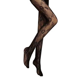 2pcs Women's Tights,Women's Fishnet Tights,Patterned Tights,Sexy Fishnet Black Stockings,Women's White Floral Tights (UK, Alpha, One Size, Regular, Regular, Rose Black + Flower Vine Black)