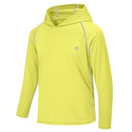 Boys Girls Sun Shirts Fishing Size 6 UPF50 UV Rash Guard Long Sleeve Hoodie Thumbhole Quick Dry Athletic Water Hiking Travel Yellow