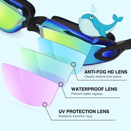 EasYoung Kids Swim Goggles, 2-Pack Swimming Goggles for Child Teens Boys Girls 4-16, Waterproof Swim Pool Goggles