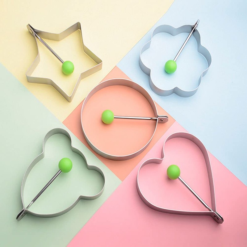5 x Stainless Steel Fried Egg Moulds, Non-Stick Egg Rings,