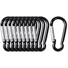 uxcell 10PCS Aluminum Carabiner Keychain Clips, Spring Snap Hooks for Key Ring Locking, Carabiner Hanging Buckle for Outdoor Accessories Hiking Fishing Traveling, Black