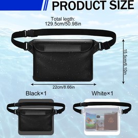 2 Pieces Waterproof Bag, Waterproof Bag with Adjustable Waist Belt, Protects Phone/Money/Card/Keys, Waterproof Bum Bag for Water Sports, Beach, Swimming, Boating, etc