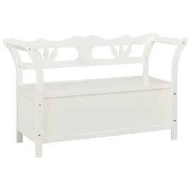 vidaXL Solid Fir Wood White Bench with Backrest and Armrest - Home Furniture Ideal for Entrance Spaces and Living Areas