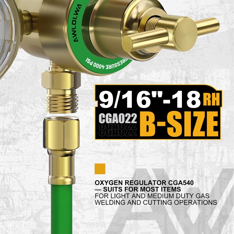 AWLOLWA Oxygen Acetylene Regulator Set, CGA540 and CGA200 Inlet Connection