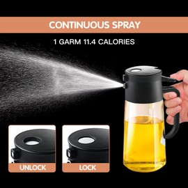 CozyInno Glass Oil Dispenser - Versatile Oil Sprayer for Cooking, BBQ, Salad, and More, 500ml (17oz)