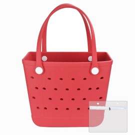 Juyeesm Medium Beach Bag, Waterproof Rubber Beach Bag, Washable Open Tote Bag Durable Tote Travel Bags for Outdoor Sport