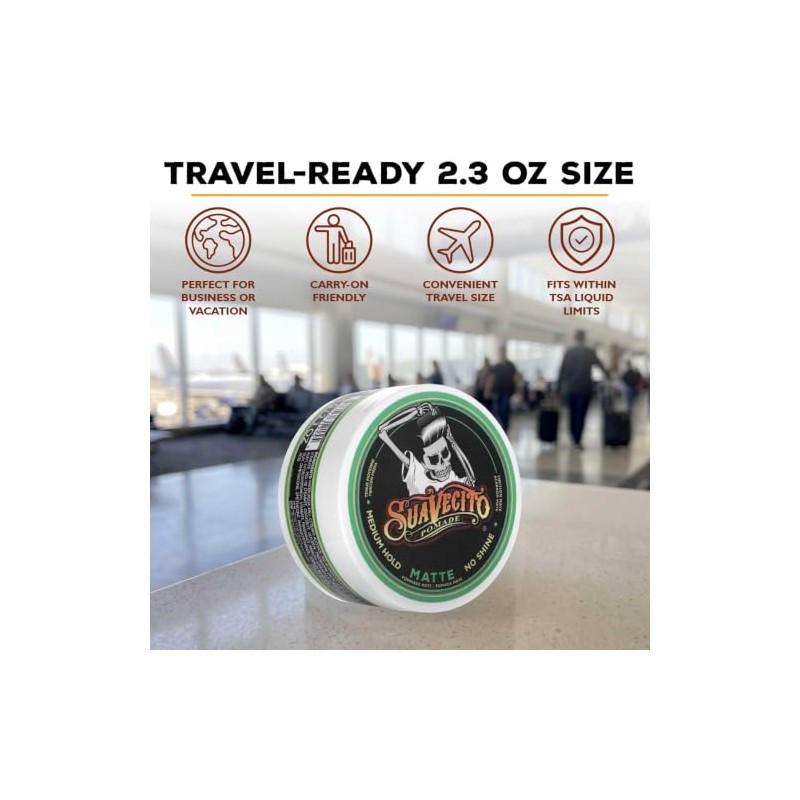 Suavecito Pomade Mate Cera para Cabello de Fijacion Media Acabado
