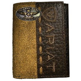 Custom Masonic Widows Sons ARIAT RoughRider Leather and Suede Trifold Wallet