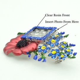 Memorial Brooch Forget Me Not Funeral Keeping Brooch Mini Photo Frame Forget - Me - Not Jewelry Lost Loved One Condolence Gift Thoughtful Memorial Gift, Medium, Acrylic, no gemstone