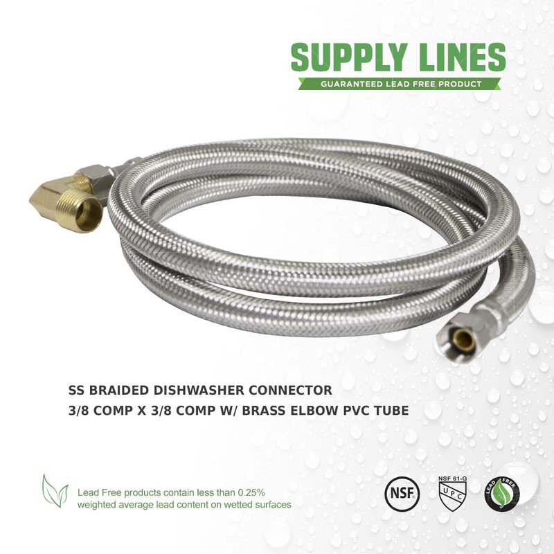 Highcraft Dishwasher Water Supply Line, Hose Connector Has 3/8 Inch
